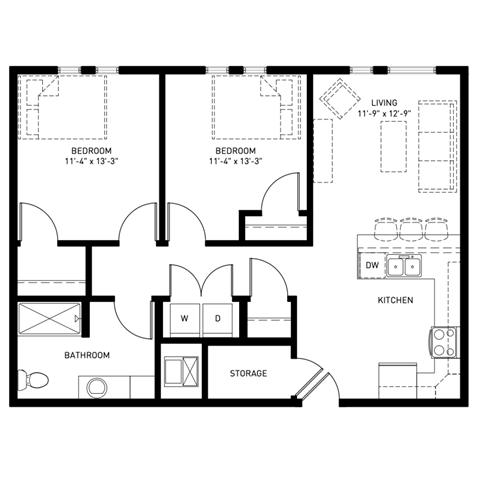 Park Cedar Apartments, in Madison WI. One bedroom, two bedroom, three bedroom apartment. Rooftop patio. Managed by Wisconsin Management Company